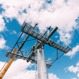 The construction of section 1 of the ropeway on the North oriented slope in Arkhyz ATRC being completed